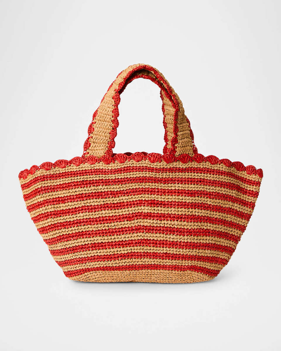 Odessa Striped Straw Tote Bag